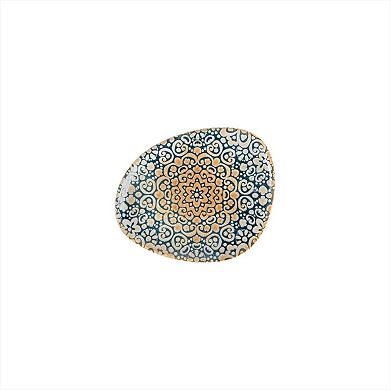 Alhambra 7.5" x 6" Organic Shape Decorated Porcelain Plate (Set of 4)