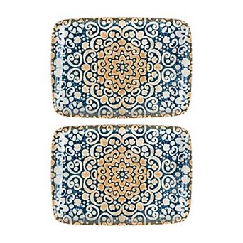 Alhambra 9" x 6" Rectangular Decorated Porcelain Plate (Set of 2)