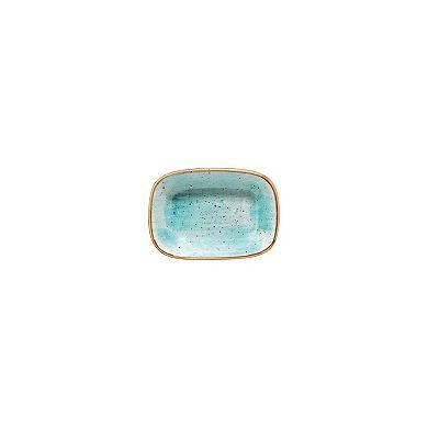 Aqua 6.5" x 4.5" x h:1.5" 12 oz. Rectangular Blue Porcelain Deep Plate (Set of 2)