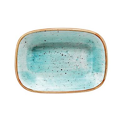 Aqua 6.5" x 4.5" x h:1.5" 12 oz. Rectangular Blue Porcelain Deep Plate (Set of 2)