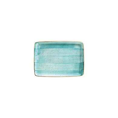 Aqua 9" x 6" Rectangular Blue Porcelain Plate (Set of 2)