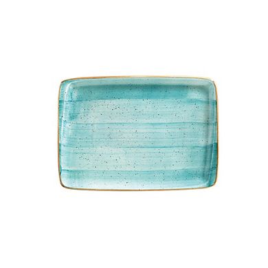 Aqua 9" x 6" Rectangular Blue Porcelain Plate (Set of 2)