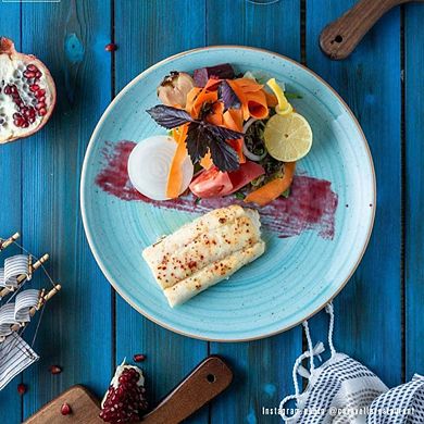 Aqua dia.10.5" Round Blue Porcelain Plate (Set of 4)