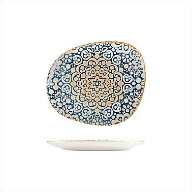 Alhambra 9.5" x 7.5" Organic Shape Decorated Porcelain Plate (Set of 4)