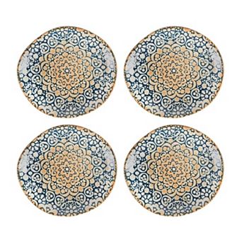 Alhambra 6" x 5.5" Organic Shape Decorated Porcelain Plate (Set of 4)
