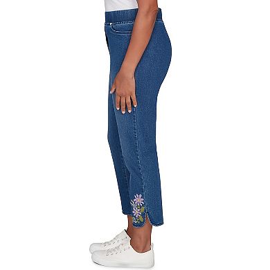 Women’s Alfred Dunner Cross Stitch Flower Embroidery Ankle Pants