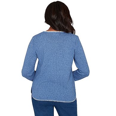 Women's Alfred Dunner Cross Stitched Floral Pullover Sweater