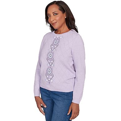 Women's Alfred Dunner Center Embroidery Accent Sweater