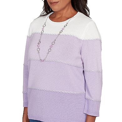 Women's Alfred Dunner Ombre Stripe Sweater with Necklace