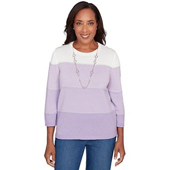 Women's Alfred Dunner Ombre Stripe Sweater with Necklace
