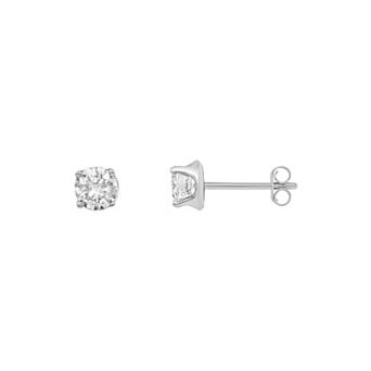 PRIMROSE Sterling Silver Cubic Zirconia Crown Round Stud Earrings