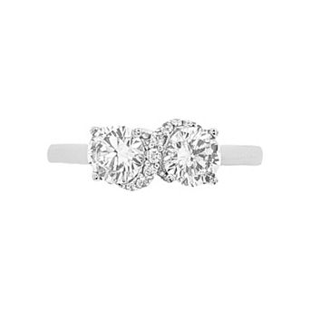 PRIMROSE Sterling Silver Double Cubic Zirconia Band Ring