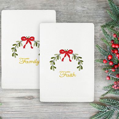 Linum Home Textiles 2-pc. Christmas Ideals Embroidered Luxury Turkish Cotton Hand Towel Set
