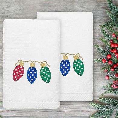 Linum Home Textiles 2-pc. Christmas Twinkle Embroidered Turkish Cotton Hand Towel Set