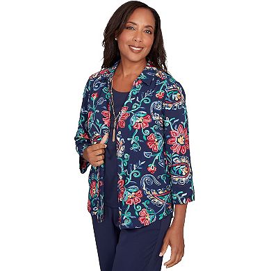 Petite Alfred Dunner Paisley Floral Two in One Top with Necklace