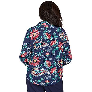 Petite Alfred Dunner Paisley Floral Two in One Top with Necklace