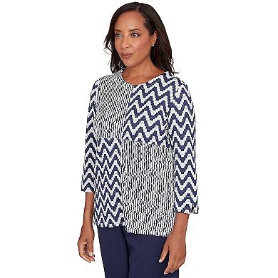 Petite Alfred Dunner Textured Panel Spliced Knit Top
