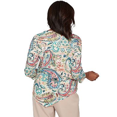 Petite Alfred Dunner Classic Paisley Print Pullover Knit Top