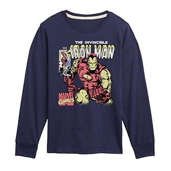 Boys 8-20 Iron Man Comic Cover Distressed Long Sleeve Graphic Tee
