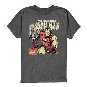 Boys 8-20 Iron Man Comic Cover Distressed Graphic Tee