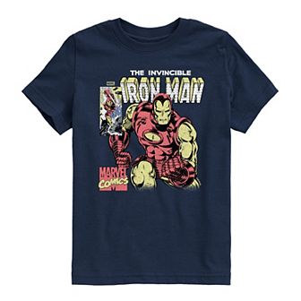 Boys 8-20 Iron Man Comic Cover Distressed Graphic Tee