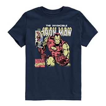 Boys 8-20 Iron Man Comic Cover Distressed Graphic Tee