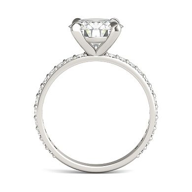 Charles & Colvard 10k White Gold Lab-Created Moissanite Engagement Ring