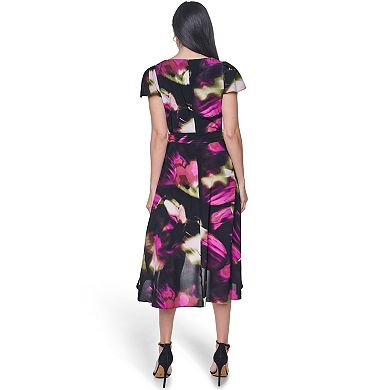Women's Andrew Marc Surplice Fit & Flare Dress