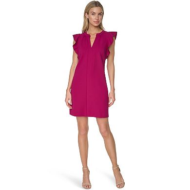 Women's Andrew Marc V-Neck Flutter Sleeve Shift Dress