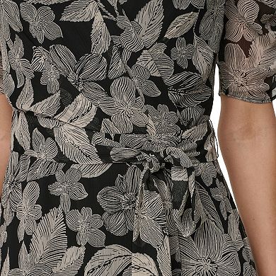 Women's Harper Rose Surplice Short Ruched Sleeve Chiffon Dress