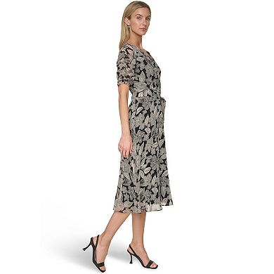 Women's Harper Rose Surplice Short Ruched Sleeve Chiffon Dress