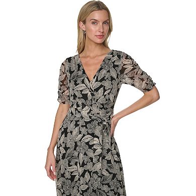 Women's Harper Rose Surplice Short Ruched Sleeve Chiffon Dress