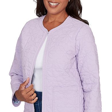 Petite Alfred Dunner Floral Quilted Patchwork Jacket