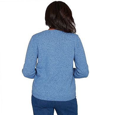 Petite Alfred Dunner Center Embroidery Accent Sweater