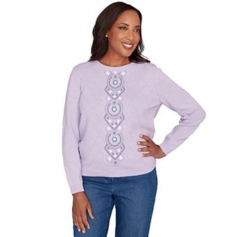 Petite Alfred Dunner Center Embroidery Accent Sweater