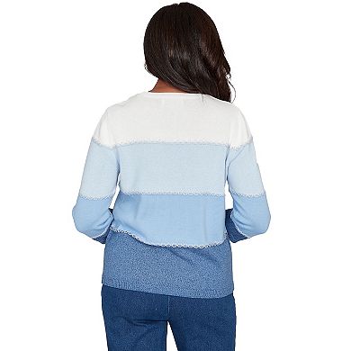 Petite Alfred Dunner Ombre Stripe Sweater with Necklace