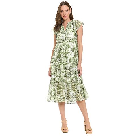 Женские платья London Women's London Times Flutter Sleeve Swing Dress