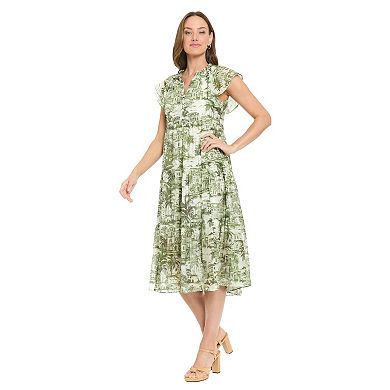 Women's London Times Flutter Sleeve Swing Dress