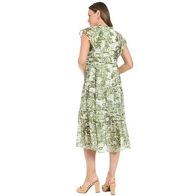 Women's London Times Flutter Sleeve Swing Dress