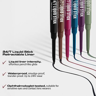 24/7 Liquid Stick Retractable Waterproof Eyeliner + Brush