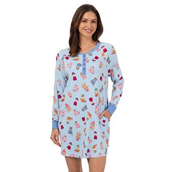 Women's Cuddl Duds® Cozy Long Sleeve Henley Sleepshirt