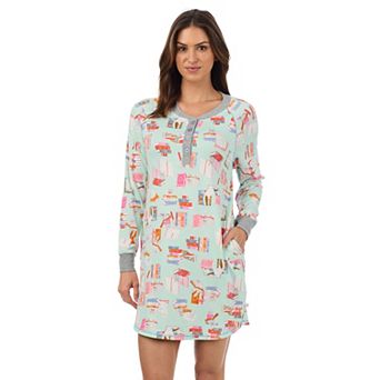 Women's Cuddl Duds® Cozy Long Sleeve Henley Sleepshirt