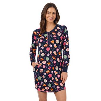 Women's Cuddl Duds® Cozy Long Sleeve Henley Sleepshirt