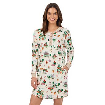 Women's Cuddl Duds® Cozy Long Sleeve Henley Sleepshirt