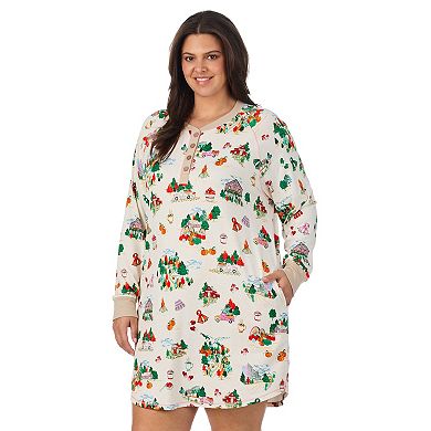 Plus Size Cuddl Duds® Long Sleeve Cozy Henley Sleepshirt