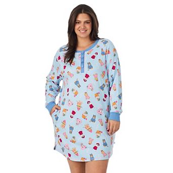 Plus Size Cuddl Duds® Long Sleeve Cozy Henley Sleepshirt