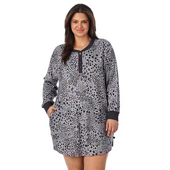 Plus Size Cuddl Duds® Long Sleeve Cozy Henley Sleepshirt