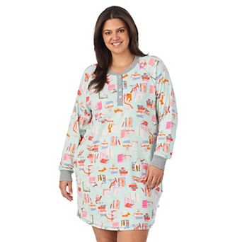 Plus Size Cuddl Duds® Long Sleeve Cozy Henley Sleepshirt