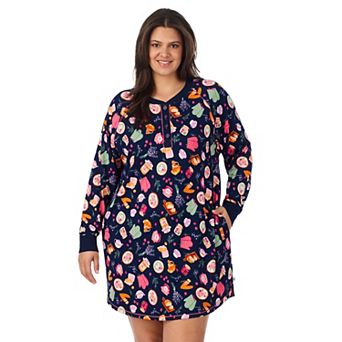 Plus Size Cuddl Duds® Long Sleeve Cozy Henley Sleepshirt