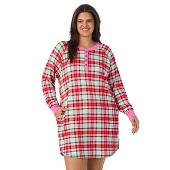 Plus Size Cuddl Duds® Long Sleeve Cozy Henley Sleepshirt